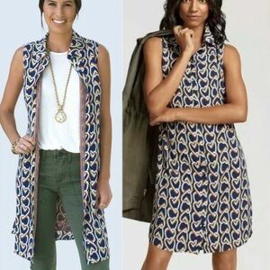 Cabi Armour 537 Heart Sleeveless Button Front Cardigan Topper Mini Dress Size XS